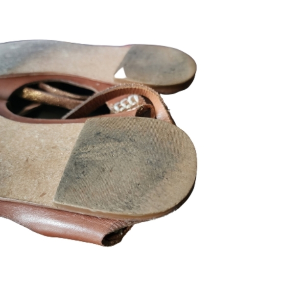 Juicy couture zizie leather sandals color brown gold mettalic ankle straps - Picture 4 of 4